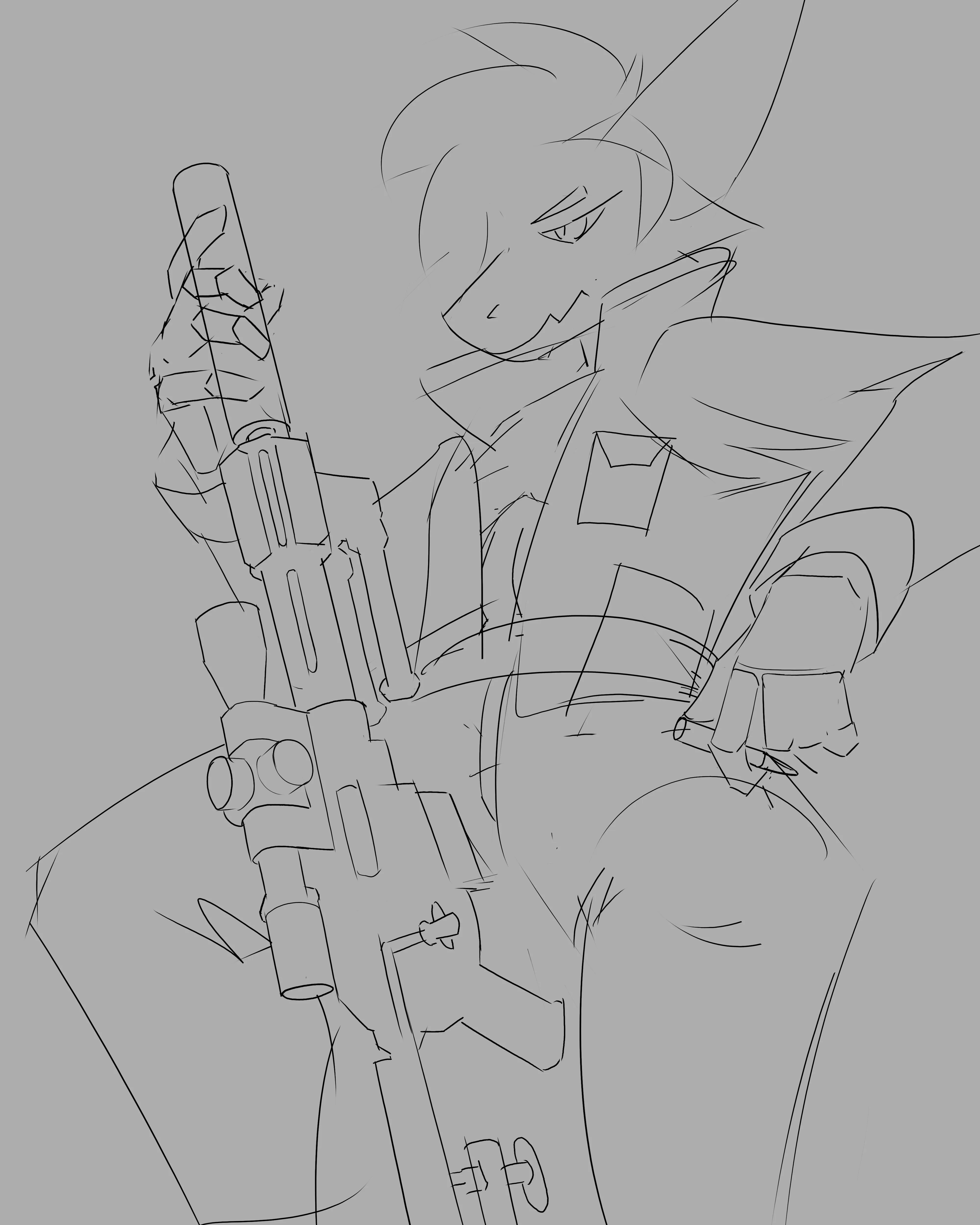 Digital artwork showing Venjiro dragon character in relaxed, idle pose