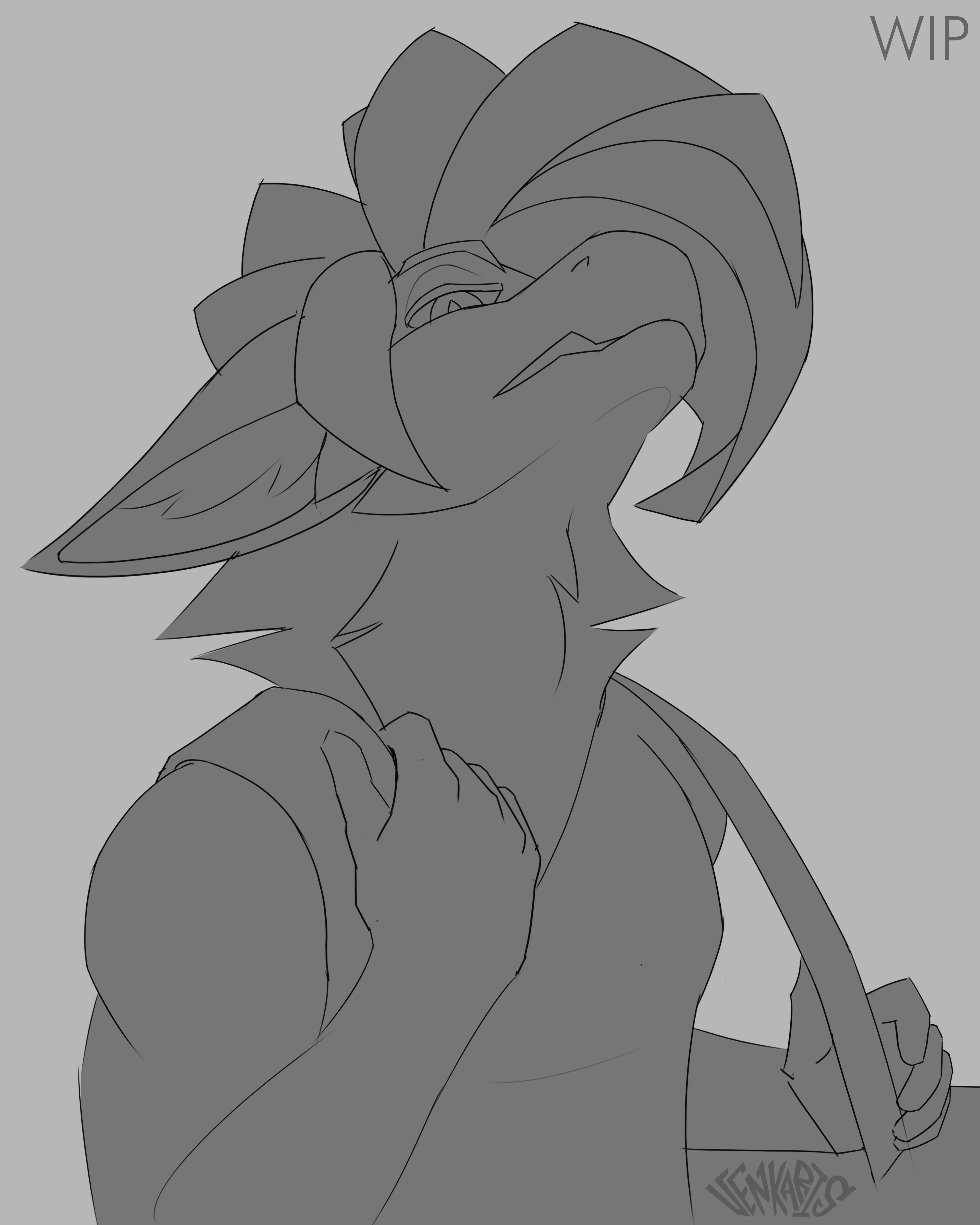 Digital artwork illustration of a dragon doing a "hot" expression